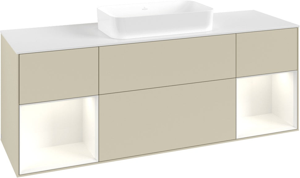 Villeroy & Boch Finion Waschtischunterschrank 1600 mm Glossy White Lacquer mit Beleuchtung