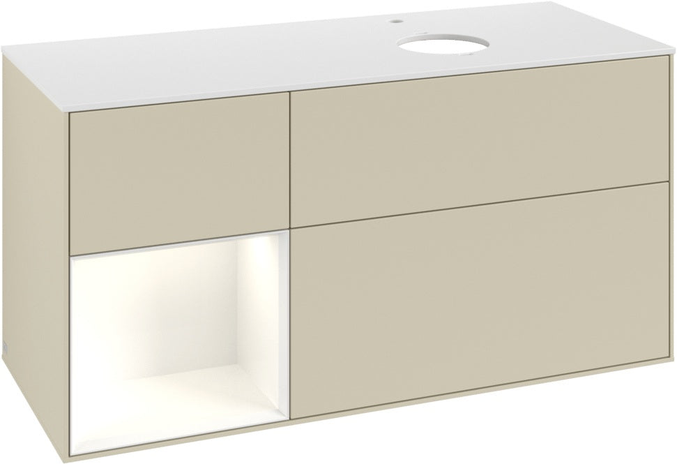 Villeroy & Boch Finion Waschbeckenunterschrank 1200 mm Glossy White Lacquer mit Beleuchtung