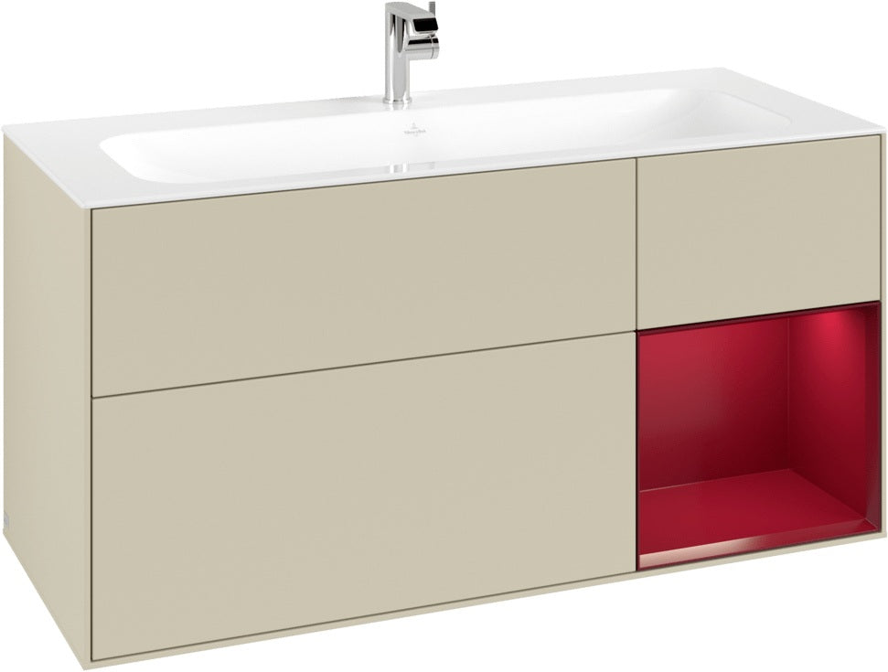 Villeroy & Boch Finion Waschbeckenunterschrank Glossy White Lacquer 1196 mm mit LED-Beleuchtung