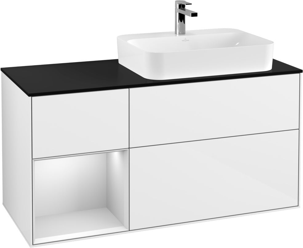 Villeroy & Boch Finion Waschbeckenunterschrank 1200 mm Glossy White Lacquer mit Beleuchtung