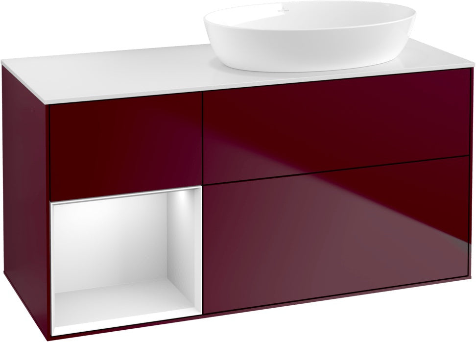 Villeroy & Boch Finion Waschtischunterschrank 1200 mm Glossy White Lacquer mit Beleuchtung