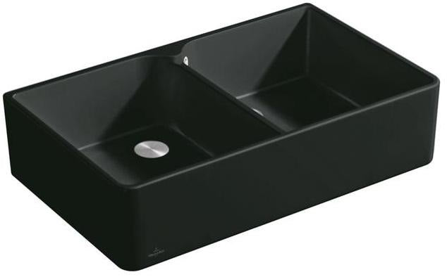 Villeroy & Boch Spülstein 90 X Doppelbecken Keramik Ebony CeramicPlus 900 mm