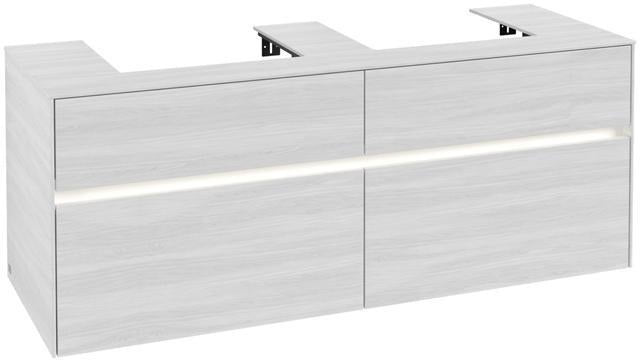 Villeroy & Boch Collaro Waschtischunterschrank 1400 mm mit LED-Beleuchtung und 4 Auszügen in Soft Grey