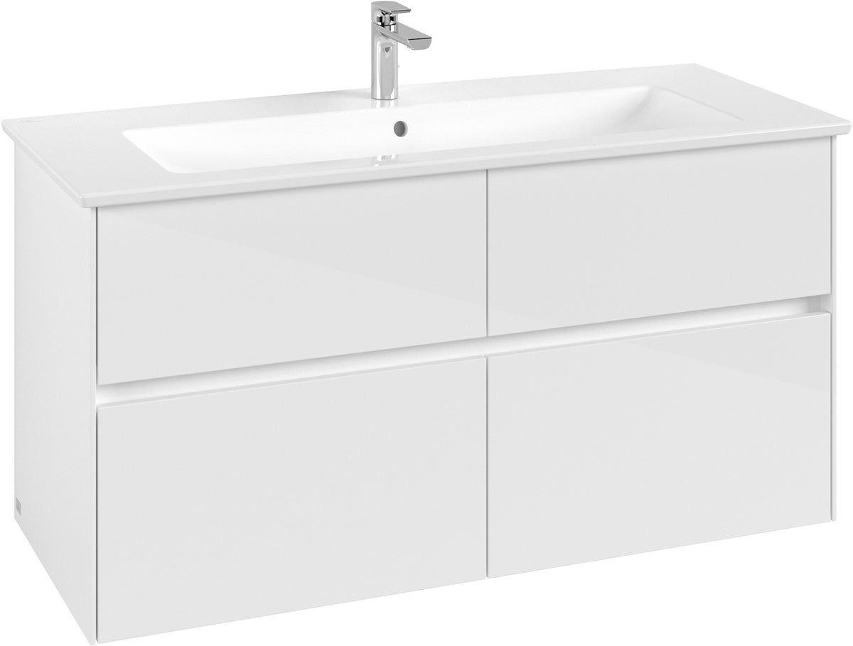 Villeroy & Boch Waschbeckenunterschrank Collaro C146 Glossy White 1161 mm mit 4 Auszügen und SoftClosing