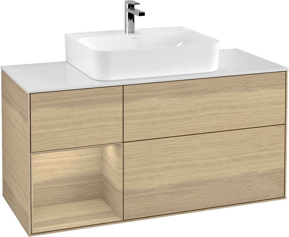 Villeroy & Boch Finion Waschtischunterschrank G161G 1200 mm Glossy White Lacquer mit LED-Beleuchtung