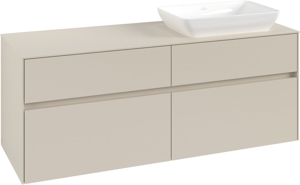 Villeroy & Boch Waschbeckenunterschrank Collaro C11800 1400 mm Cashmere Grey mit 4 Auszügen und SoftClosing
