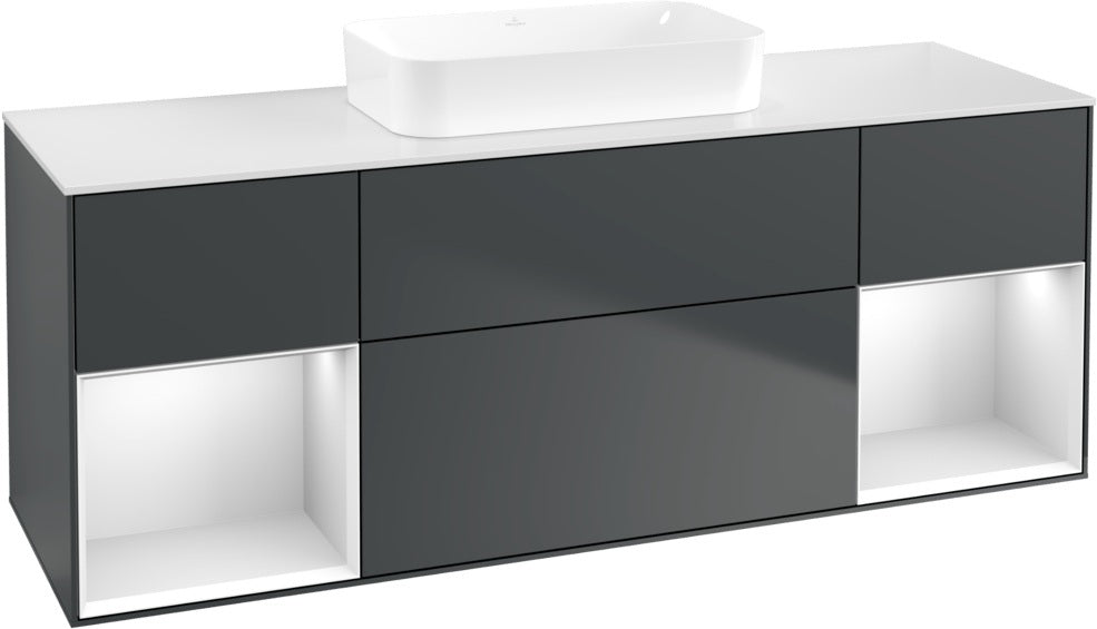 Villeroy & Boch Finion Waschtischunterschrank 1600 mm Glossy White Lacquer mit Beleuchtung