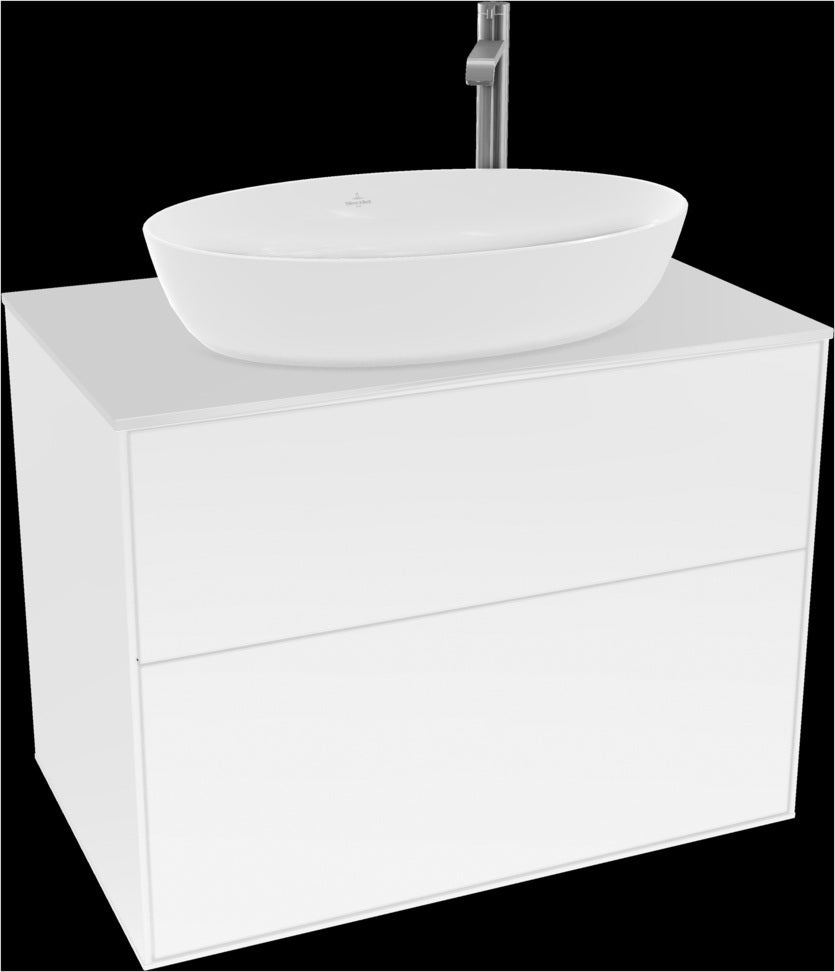 Villeroy & Boch Finion Waschbeckenunterschrank F87200GF – 800 mm, Glossy White Lacquer, mit Push-to-open
