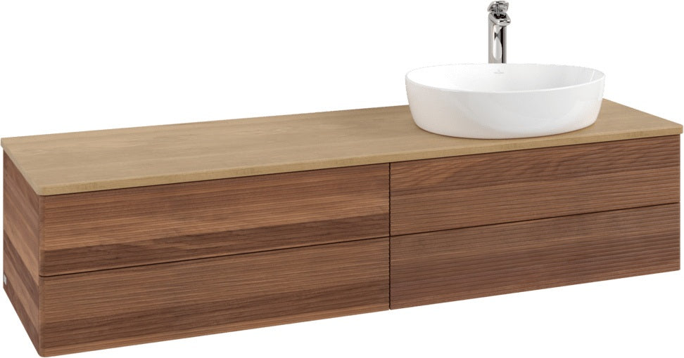 Villeroy & Boch Waschtischunterschrank Antao 1600 mm Warm Walnut mit 4 Auszügen und Beleuchtung