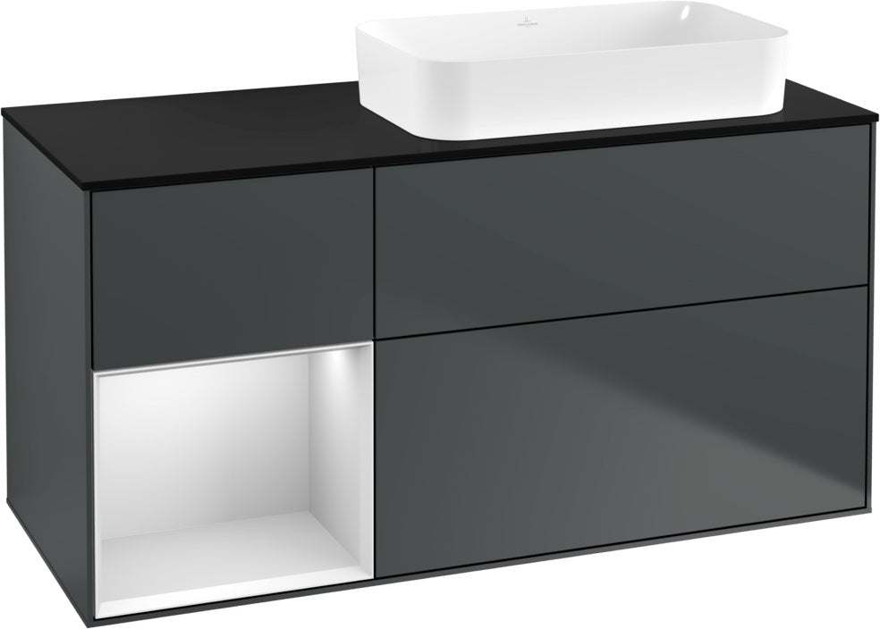 Villeroy & Boch Finion Waschtischunterschrank 120 cm Glossy White Lacquer mit Beleuchtung