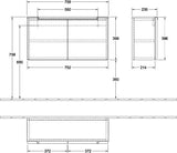 Villeroy & Boch Sideboard Subway 2.0 758 mm Eiche mit Abdeckplatte silbergrau – 2 Türen, wandhängend