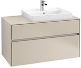 Villeroy & Boch Collaro Waschtischunterschrank 1000 mm mit LED-Beleuchtung und 2 Auszügen in Soft Grey