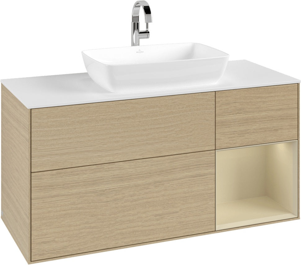 Villeroy & Boch Waschtischunterschrank Finion G831G 1200 mm Glossy White Lacquer mit Beleuchtung