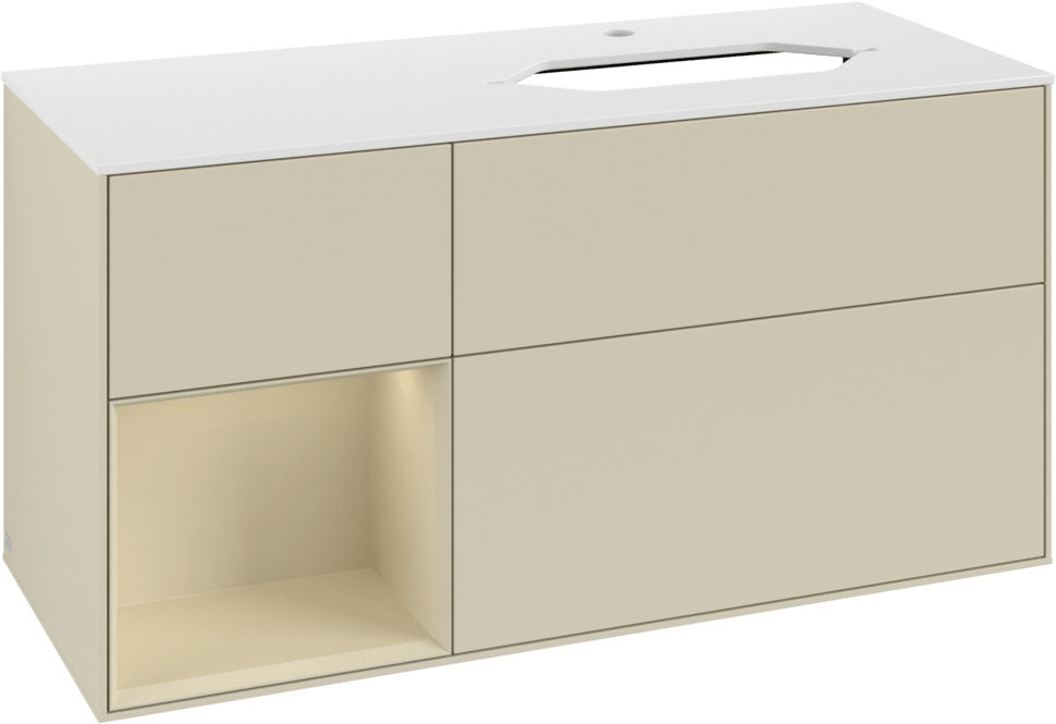 Villeroy & Boch Finion Waschbeckenunterschrank 1200 mm Glossy White Lacquer mit LED-Beleuchtung
