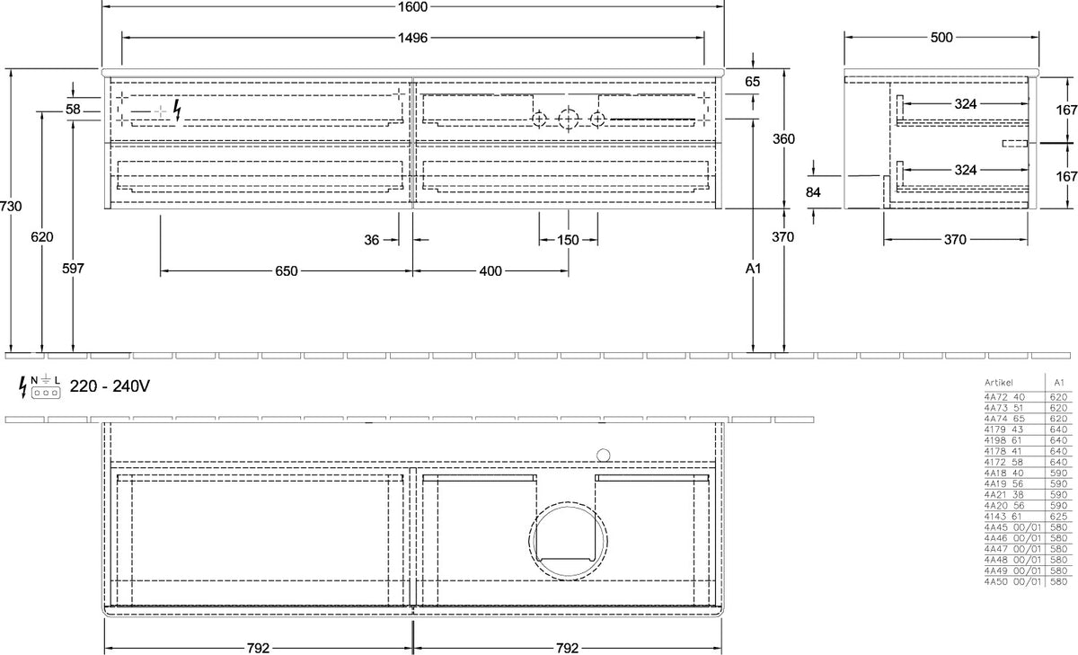 Villeroy & Boch Waschtischunterschrank Antao 1600 mm White Matt Lacquer mit LED-Beleuchtung