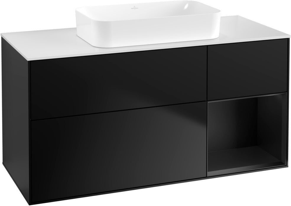 Villeroy & Boch Finion Waschtischunterschrank G711G Black Matt Lacquer 1200 mm mit Beleuchtung