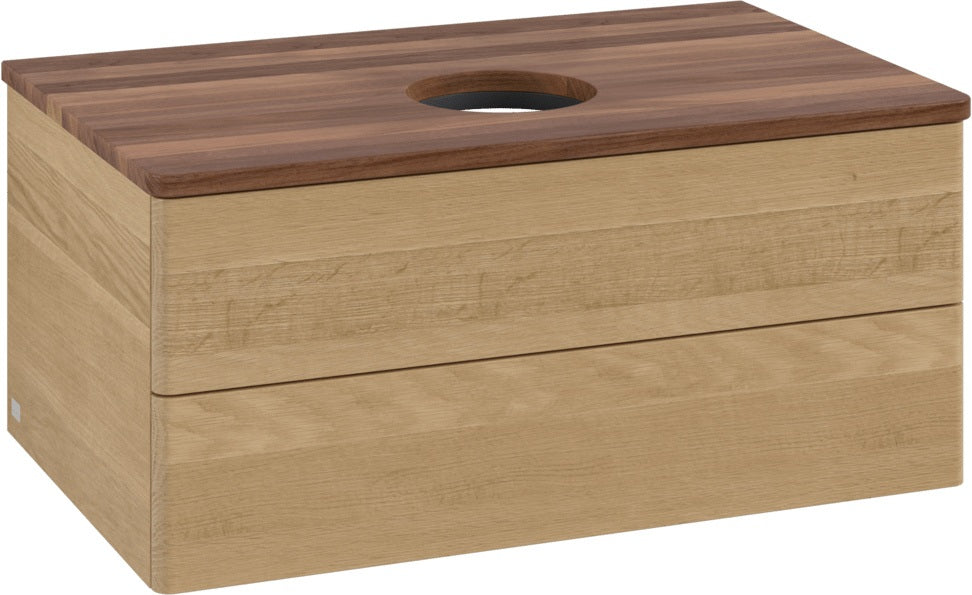 Villeroy & Boch Antao Waschtischunterschrank 800 mm Warm Walnut mit LED-Auszugsbeleuchtung