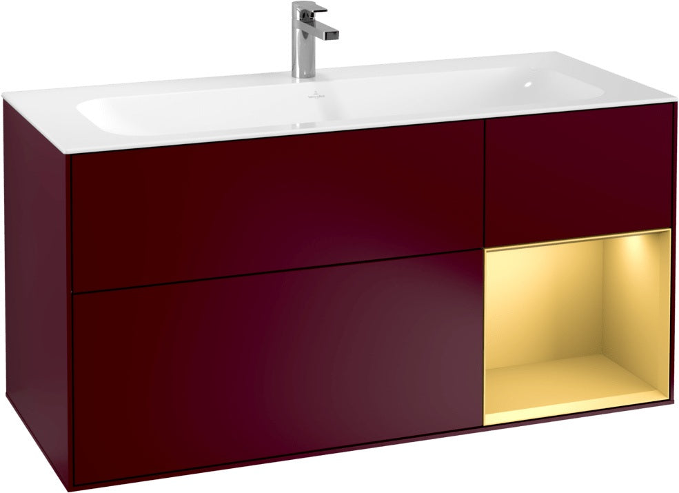 Villeroy & Boch Finion Waschbeckenunterschrank Glossy White Lacquer 1196 mm mit LED-Beleuchtung