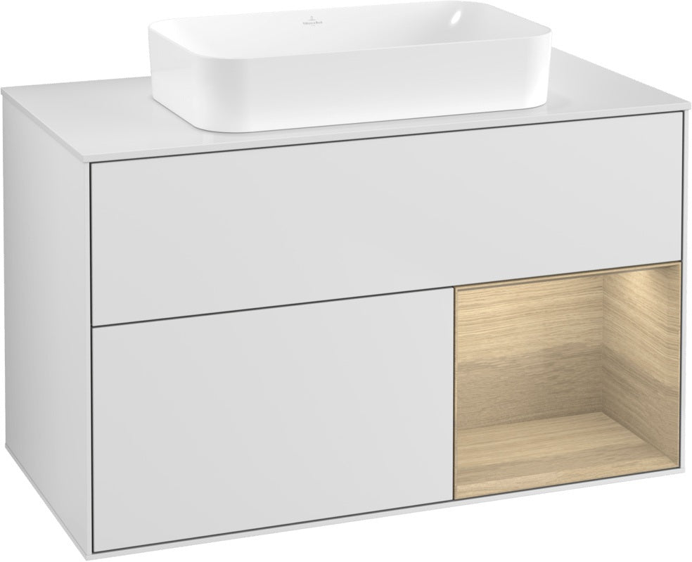 Villeroy & Boch Finion Waschtischunterschrank 1000 mm Glossy White Lacquer mit LED-Beleuchtung