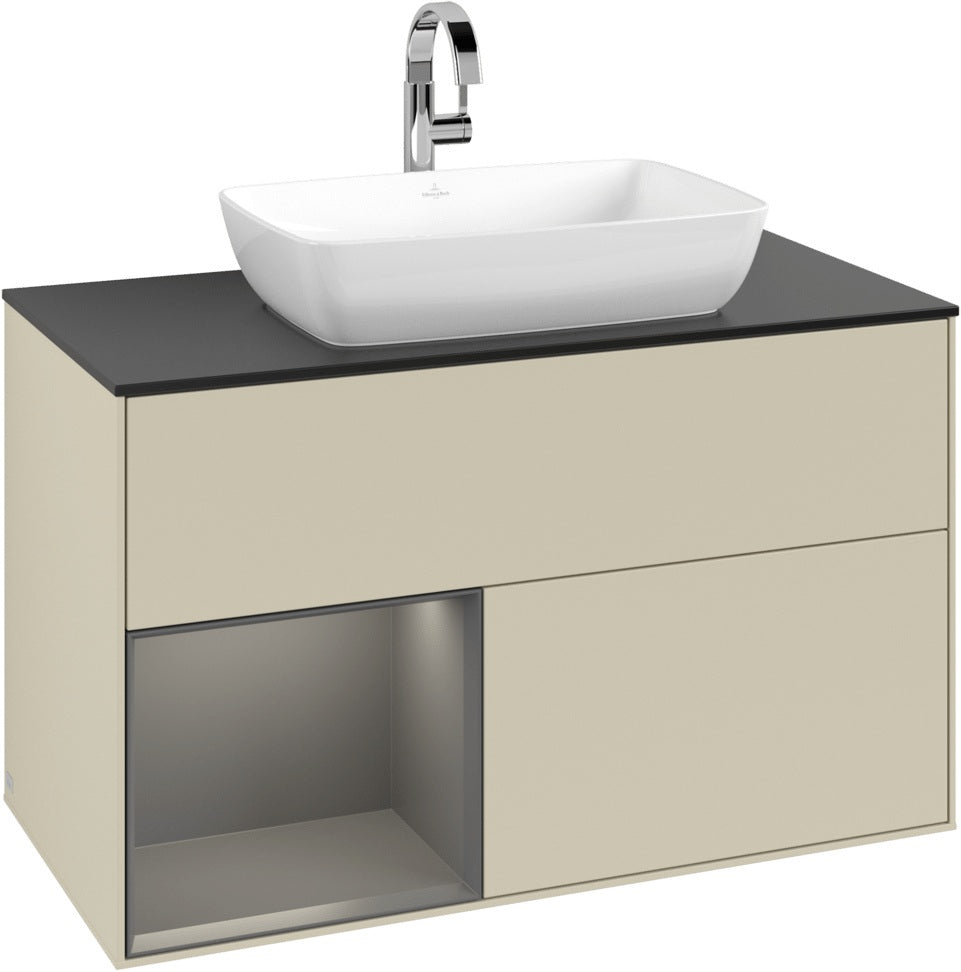 Villeroy & Boch Finion Waschbeckenunterschrank Glossy White mit Beleuchtung, 1000 mm