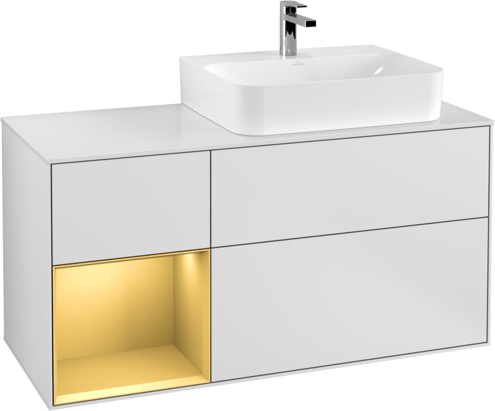 Villeroy & Boch Waschtischunterschrank Finion G141G 1200 mm Glossy White mit LED-Beleuchtung
