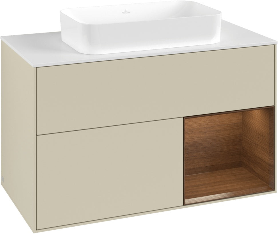 Villeroy & Boch Finion Waschtischunterschrank 1000 mm Glossy White Lacquer mit LED-Beleuchtung