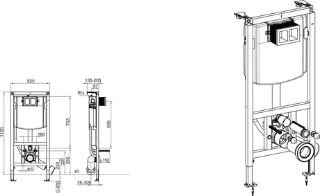Villeroy & Boch ViConnect WC-Vorwandelement für Trockenbau 525 x 1120 x 135 mm