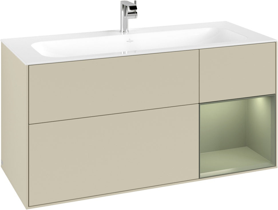 Villeroy & Boch Finion Waschbeckenunterschrank Glossy White Lacquer 1196 mm mit LED-Beleuchtung