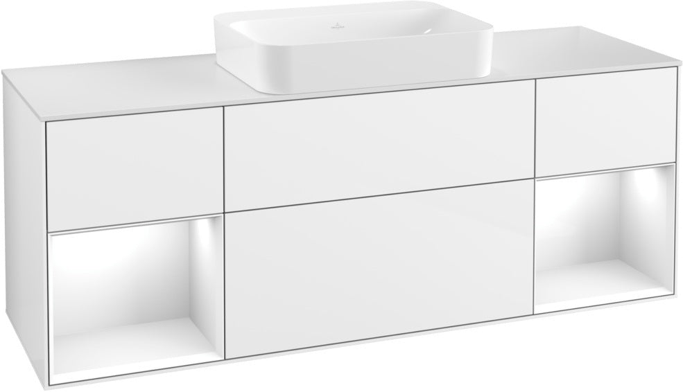Villeroy & Boch Finion Waschtischunterschrank 1600 mm Glossy White Lacquer mit Beleuchtung