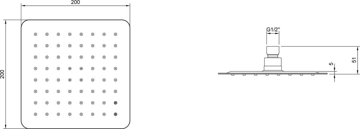 Villeroy & Boch Regenbrause Universal Showers TVC000 200x200 mm Eckig Chrom