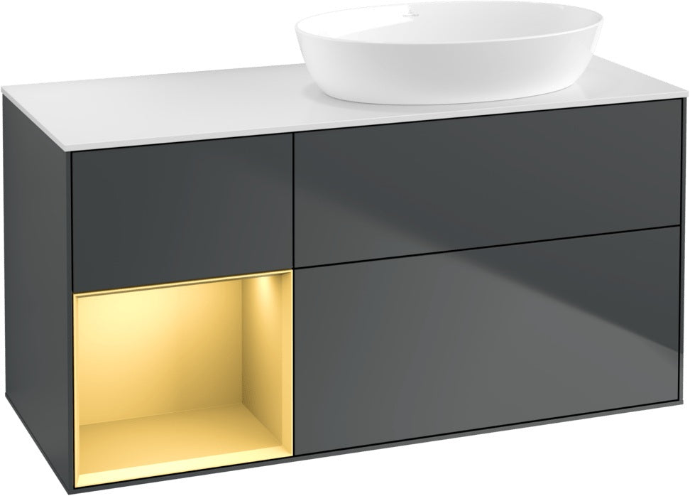 Villeroy & Boch Finion Waschtischunterschrank 1200 mm Glossy White Lacquer mit Beleuchtung