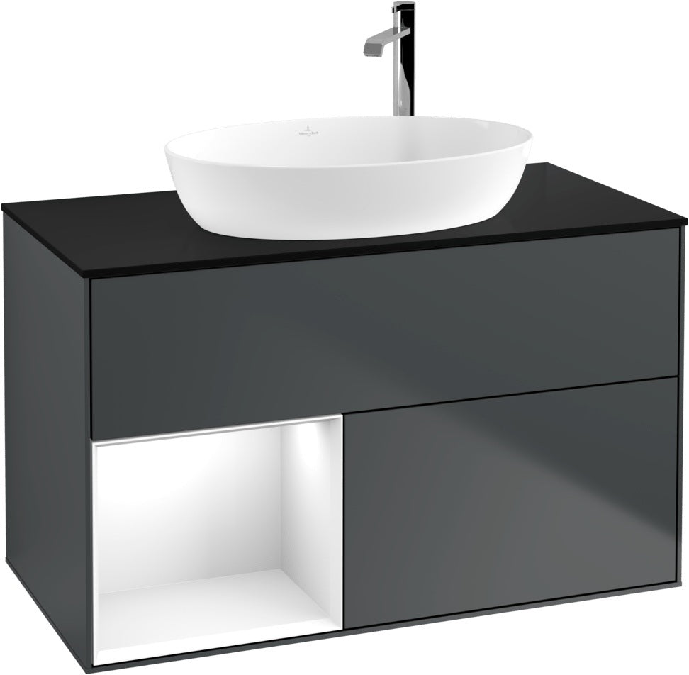 Villeroy & Boch Finion Waschbeckenunterschrank G892G 1000 mm Glossy White Lacquer mit Beleuchtung