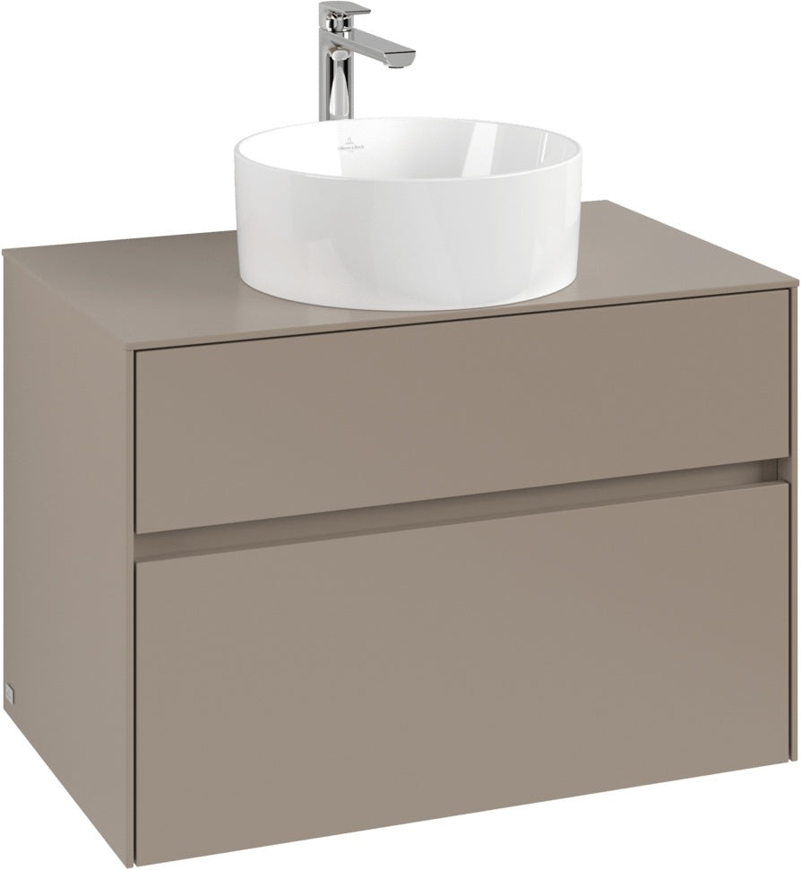 Villeroy & Boch Waschbeckenunterschrank Collaro C037 800 mm Taupe – Eckig, 2 Auszüge, SoftClosing