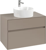 Villeroy & Boch Waschbeckenunterschrank Collaro C037 800 mm Taupe – Eckig, 2 Auszüge, SoftClosing