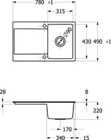 Villeroy & Boch Siluet 45 flat Einbauspüle 780x490mm Weiß Alpin CeramicPlus