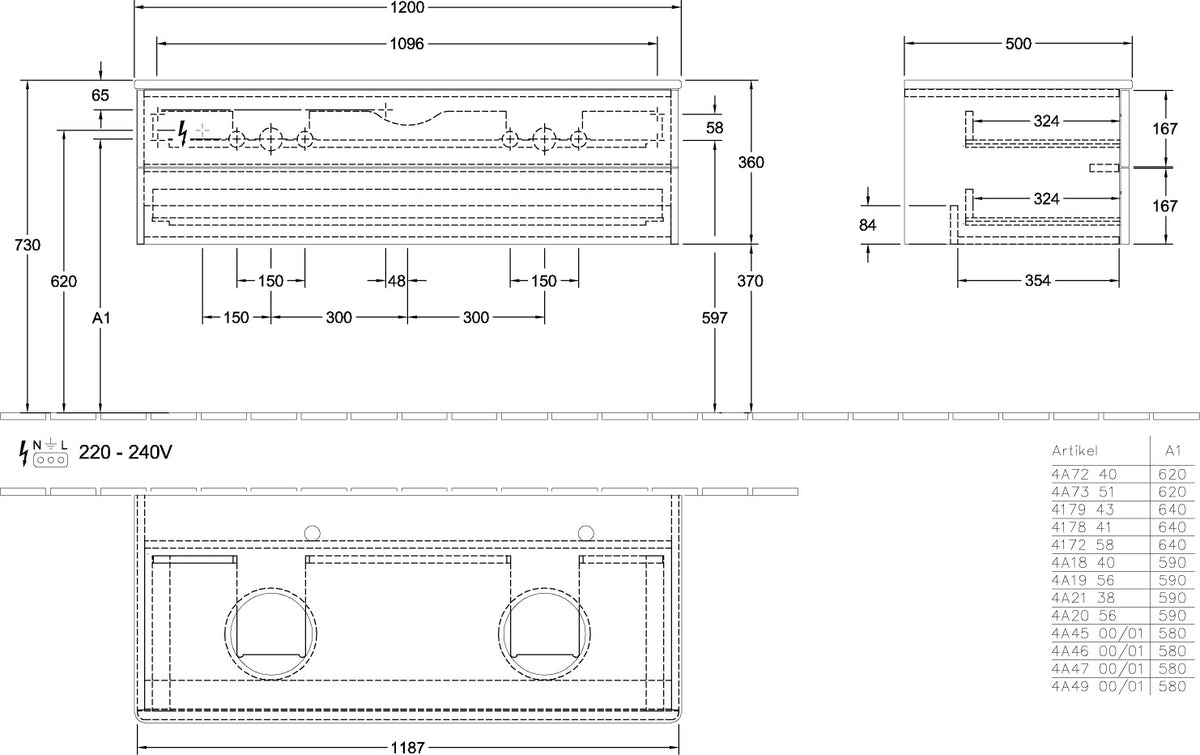 Villeroy & Boch Antao Waschtischunterschrank 1200 mm, 2 Auszüge, Push-Open, Stone Grey Matt