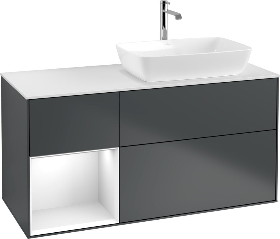 Villeroy & Boch Finion Waschbeckenunterschrank 1200 mm Glossy White Lacquer mit Beleuchtung
