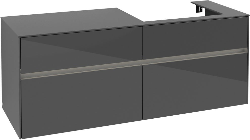 Villeroy & Boch Waschbeckenunterschrank Collaro C086 B0 1400 mm Glossy Grey mit LED-Beleuchtung
