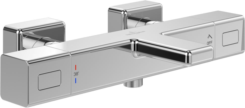 Villeroy & Boch Universal Wannenthermostat TVT000002000 eckig Chrom – Wandmontage, 2-löchig, Thermostat