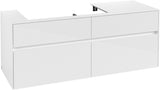 Villeroy & Boch Waschtischunterschrank Collaro C089 1400 mm Glossy White mit 4 Auszügen und Becken links