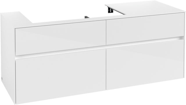 Villeroy & Boch Waschtischunterschrank Collaro C089 1400 mm Glossy White mit 4 Auszügen und Becken links