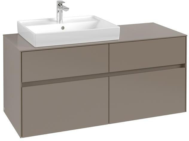 Villeroy & Boch Collaro Waschtischunterschrank 1200 mm, 4 Auszüge, Soft Grey, Becken links