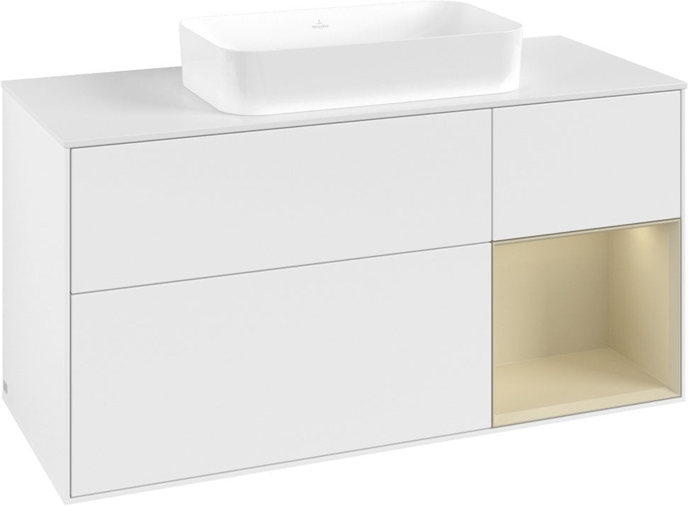 Villeroy & Boch Finion Waschtischunterschrank G711G Black Matt Lacquer 1200 mm mit Beleuchtung