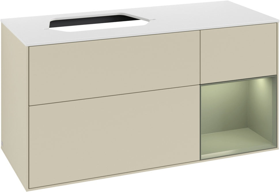 Villeroy & Boch Waschtischunterschrank Finion F401G 1200 mm Glossy White Lacquer mit Beleuchtung