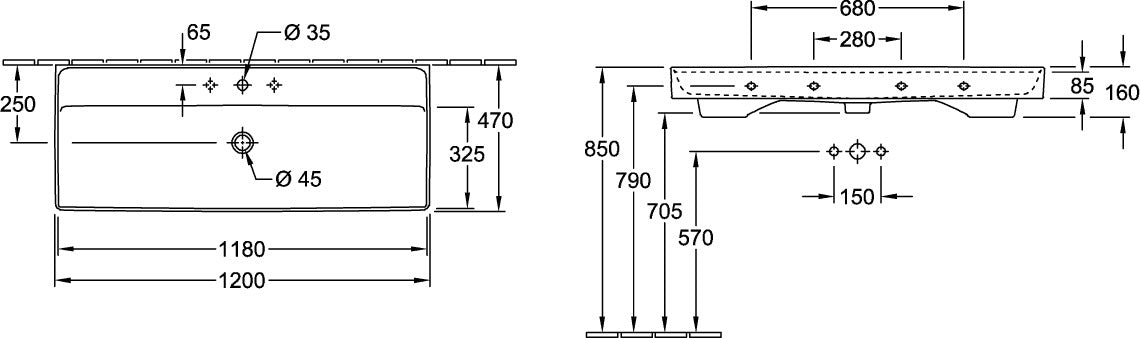 Villeroy & Boch Schrankwaschtisch Collaro 1200x470mm Rechteck Weiß Alpin