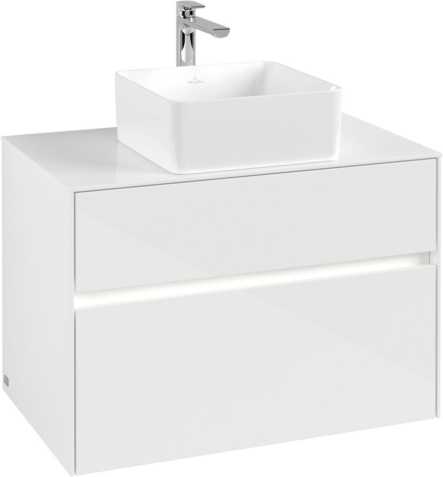 Villeroy & Boch Waschtischunterschrank Collaro C037 B0 800 mm Glossy White mit Beleuchtung