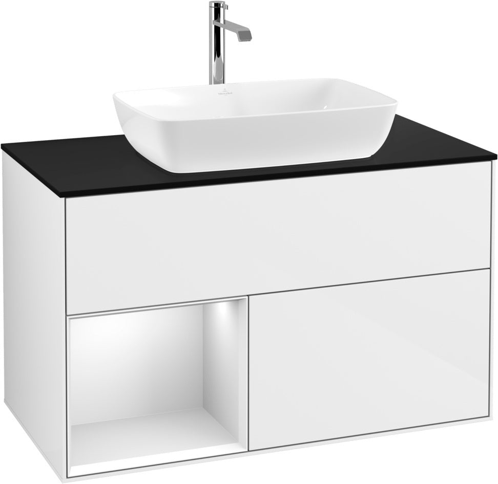 Villeroy & Boch Finion Waschbeckenunterschrank Glossy White mit Beleuchtung, 1000 mm