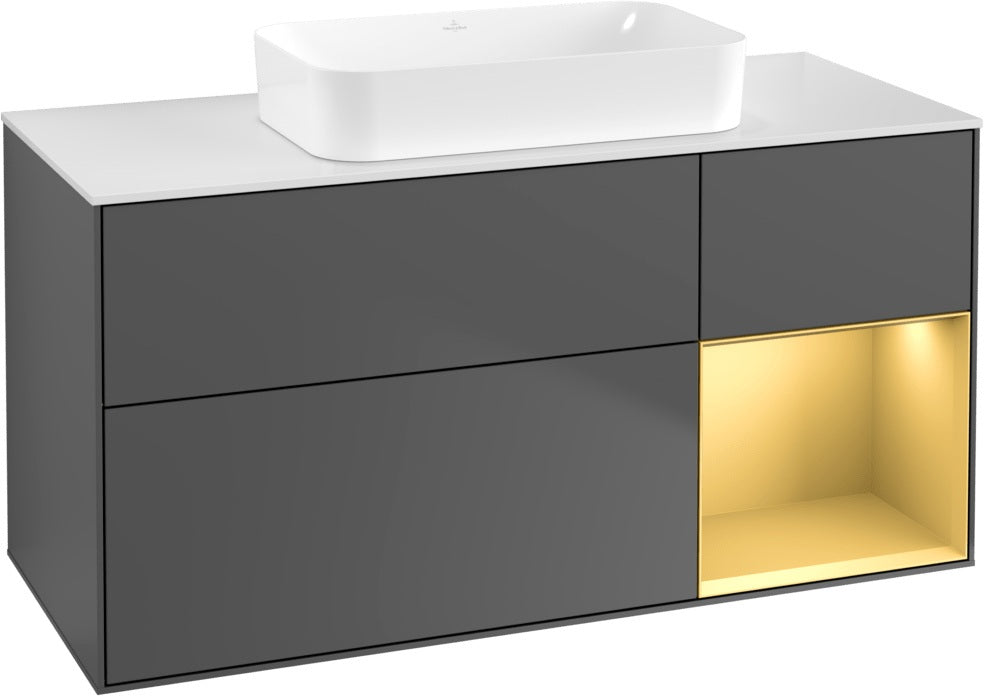 Villeroy & Boch Finion Waschtischunterschrank G711G Black Matt Lacquer 1200 mm mit Beleuchtung