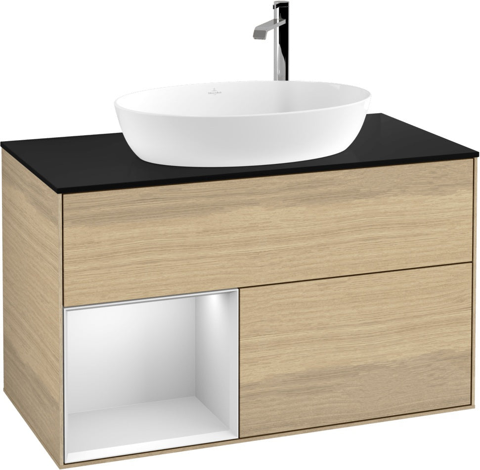 Villeroy & Boch Finion Waschbeckenunterschrank G892G 1000 mm Glossy White Lacquer mit Beleuchtung