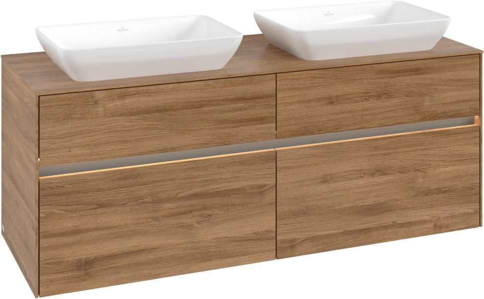 Villeroy & Boch Waschtischunterschrank Collaro C119 B0 1400 mm Kansas Oak mit Beleuchtung